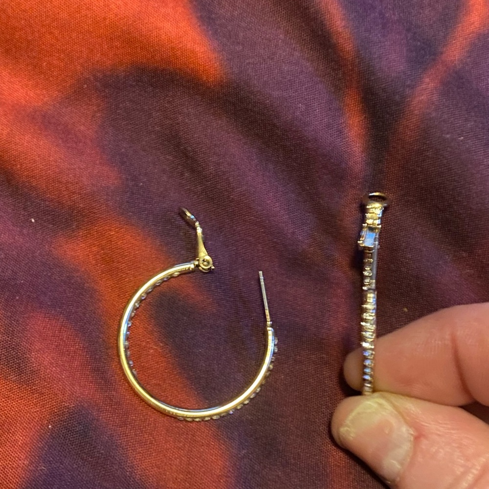 Elegant 14K Gold Diamond Chip Hoop Earrings